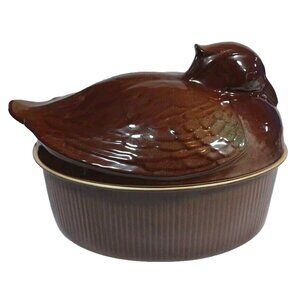 Vintage Purbeck Pottery Game Pie Dish Casserole Lidded Tureen Bird Pheasant
